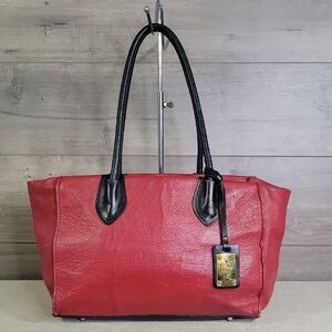 Valentina Red/Black Italian Leather Tote Bag
